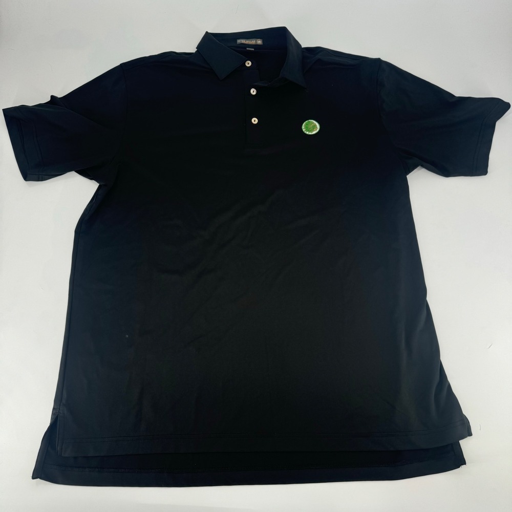 Peter Millar Summer Comfort Polo Shirt Mens Large Black Short Sleeve Golf Logo